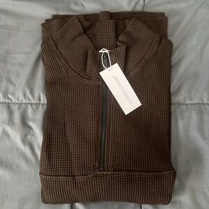 Cotton Citizen Cooper Half Zip Espresso NWT